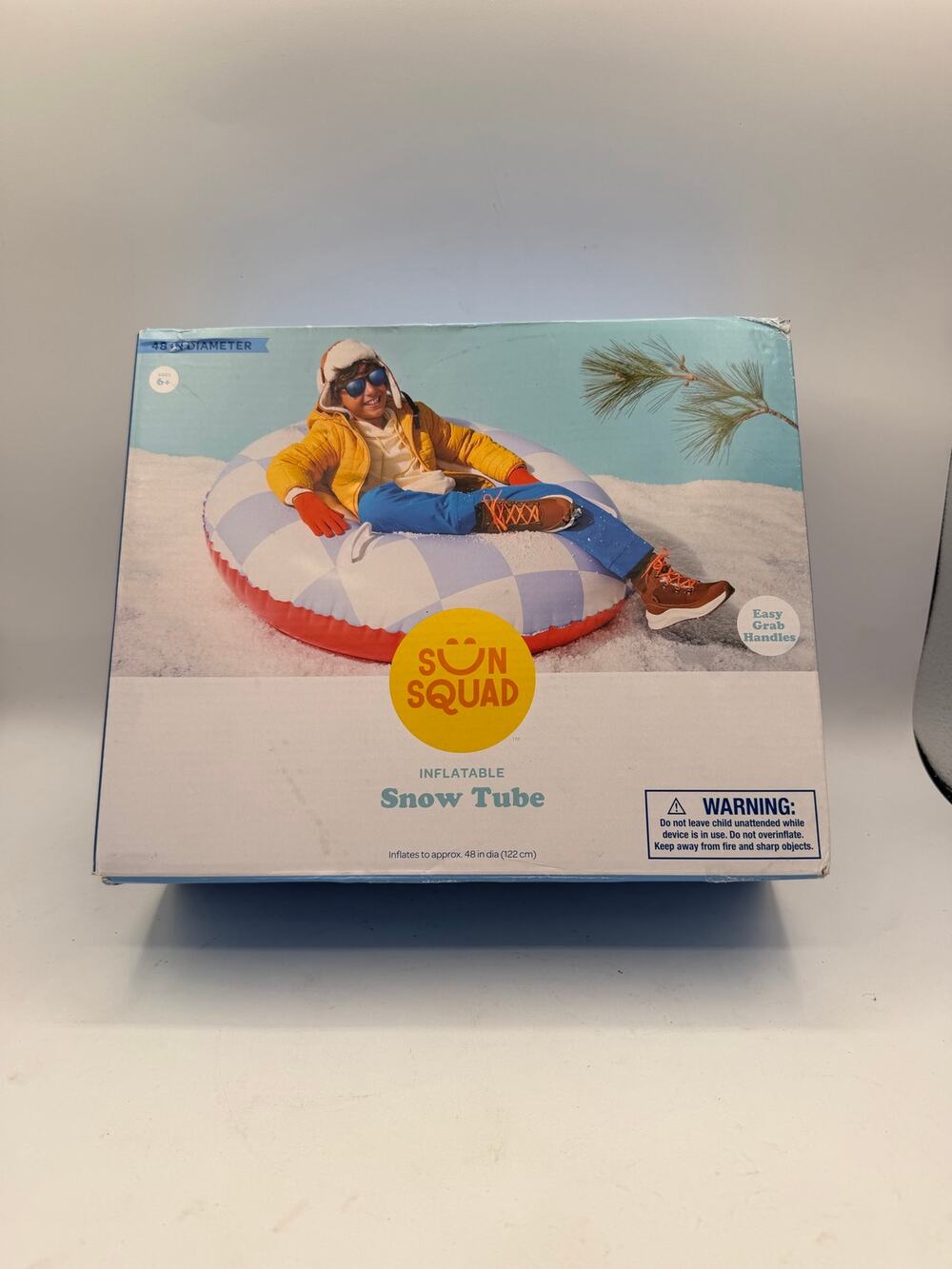 Sun Squad 48" Inflatable Snow Tube Winter Sled Outdoor Play Easy Grab Handle-New